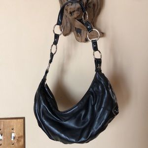 Black faux leather purse